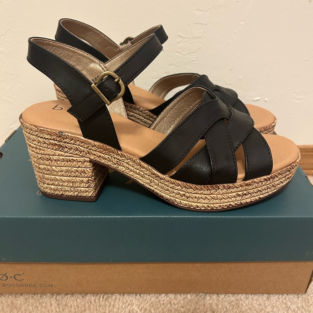 B.o.c Born Melodie Espadrille Sandals Black Size 8. Brand New!